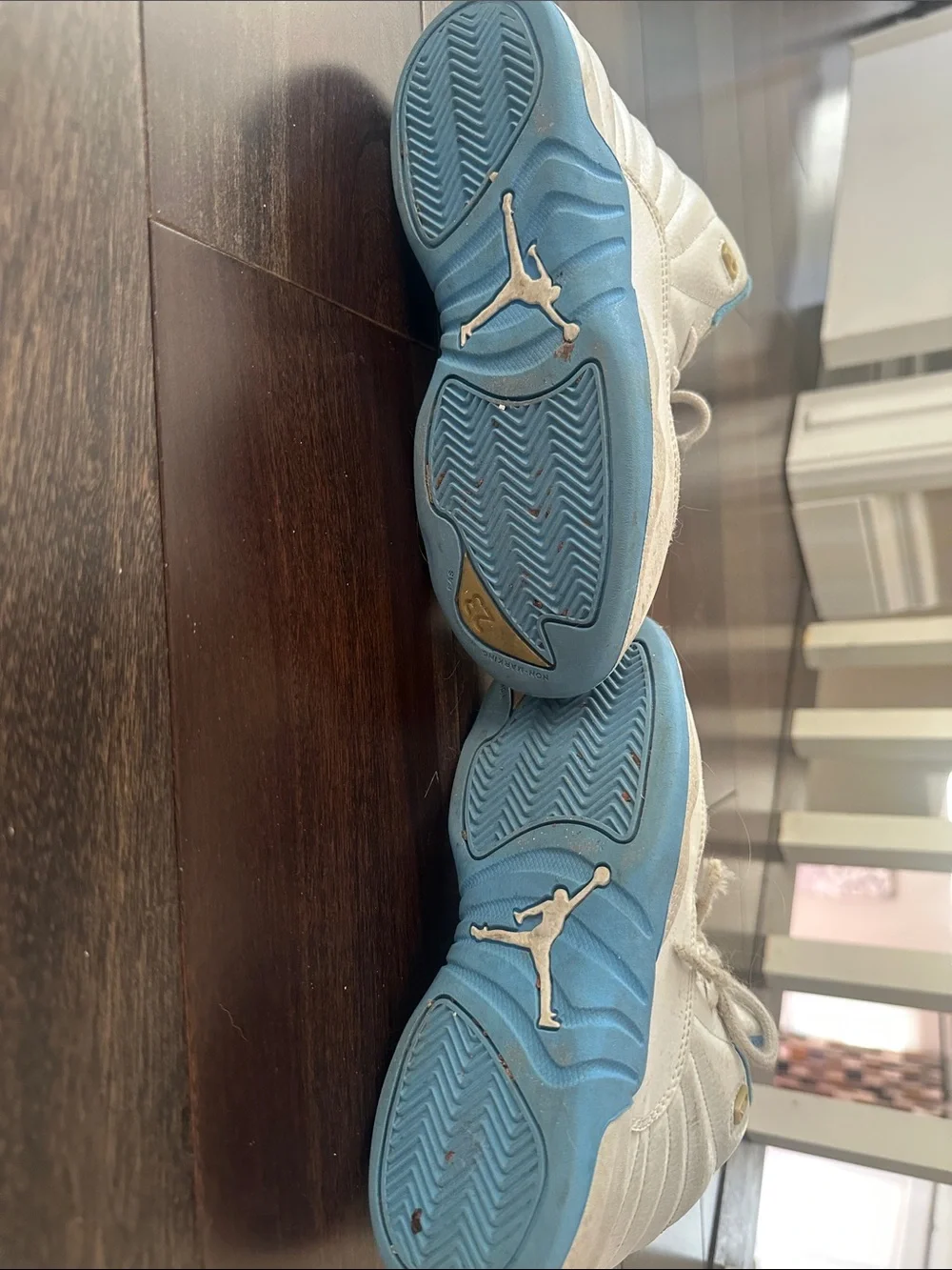 Jordan Kids White and Light Blue Sneakers